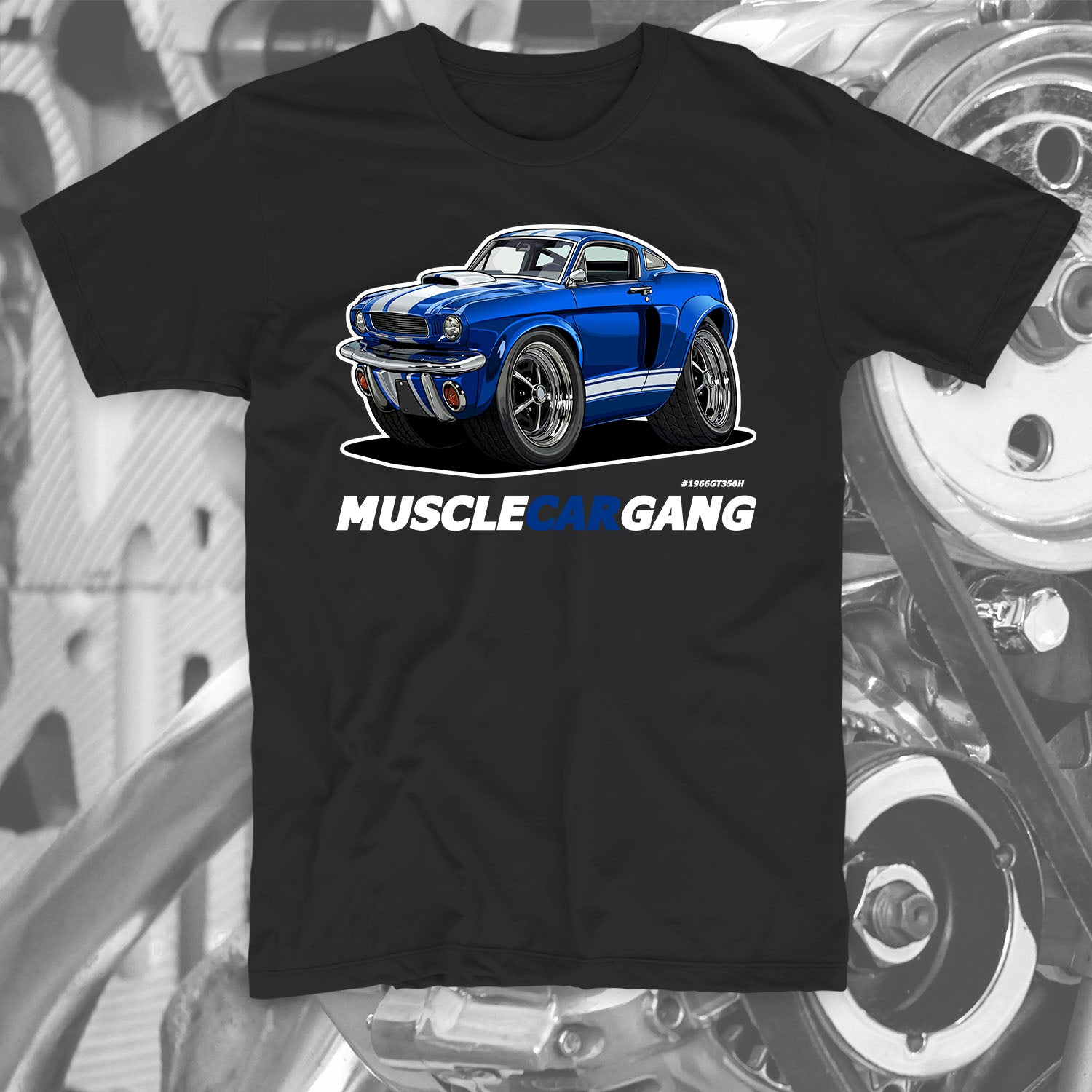 1966 Mustang G.T.350H T-Shirt (Blue)