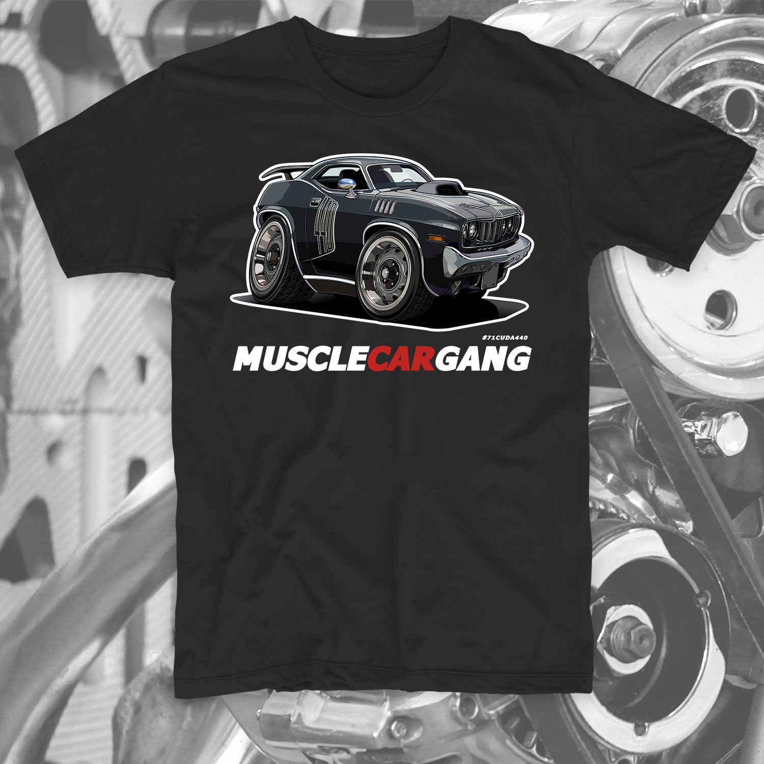 1971 Plymouth ‘CUDA 440-6 Pack Tee (Black)