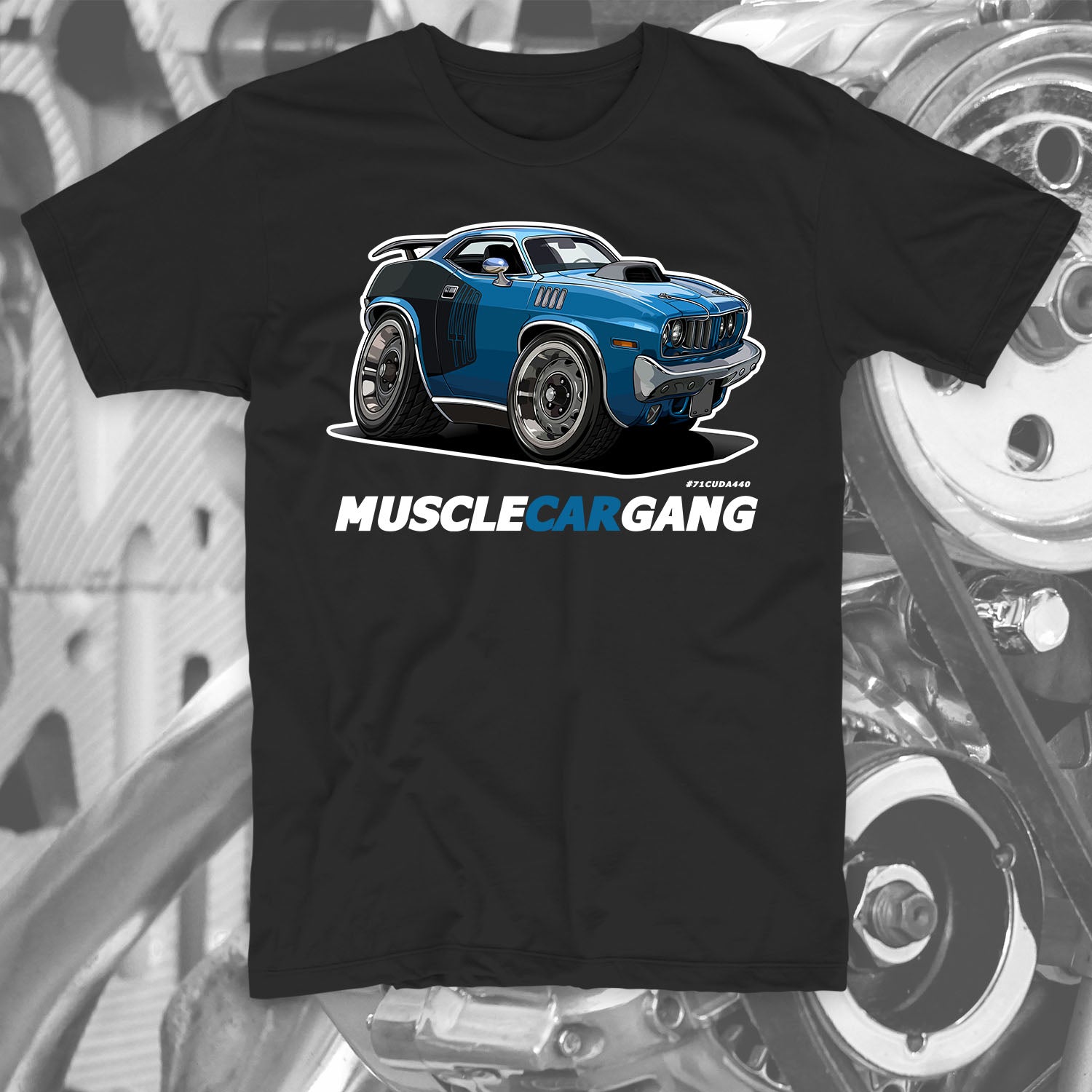 1971 Plymouth ‘CUDA 440-6 Pack Tee (Blue)