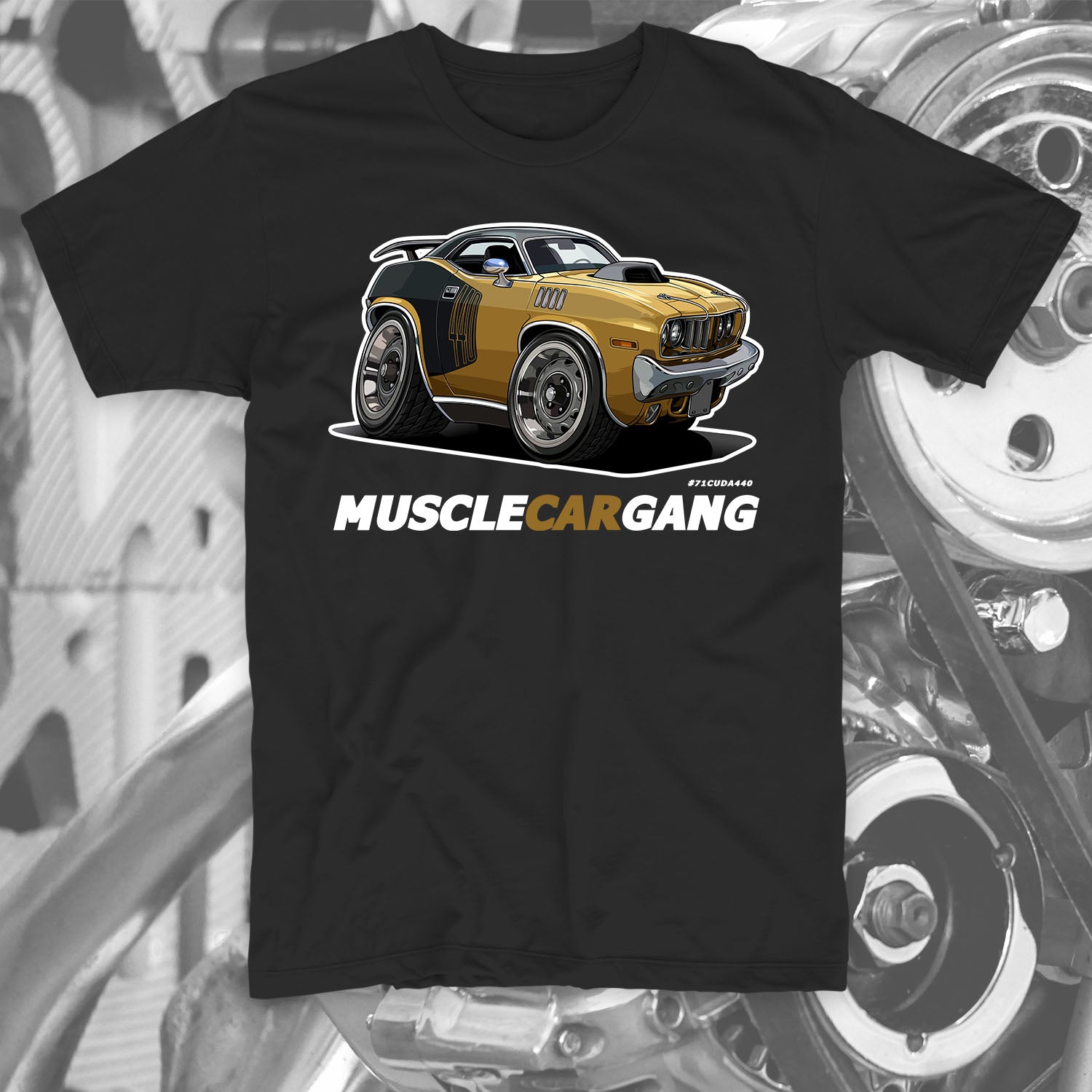 1971 Plymouth ‘CUDA 440-6 Pack Tee (Gold)