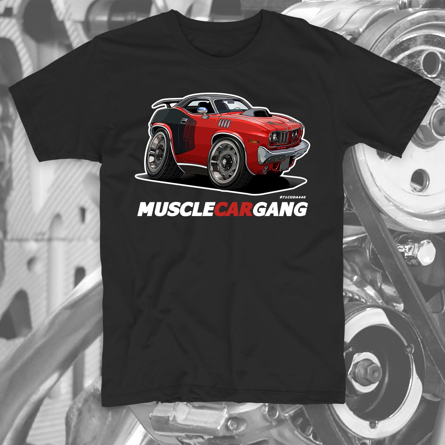 1971 Plymouth ‘CUDA 440-6 Pack Tee (Red)