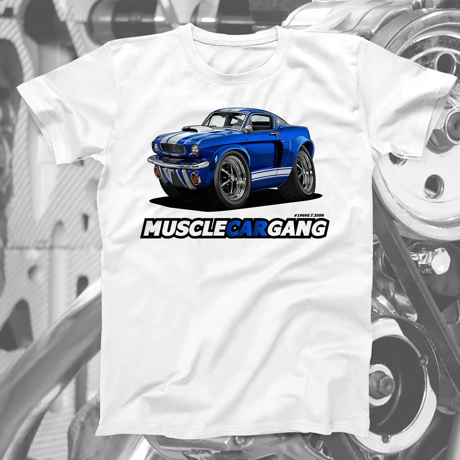 1966 Mustang G.T.350H T-Shirt (Blue)