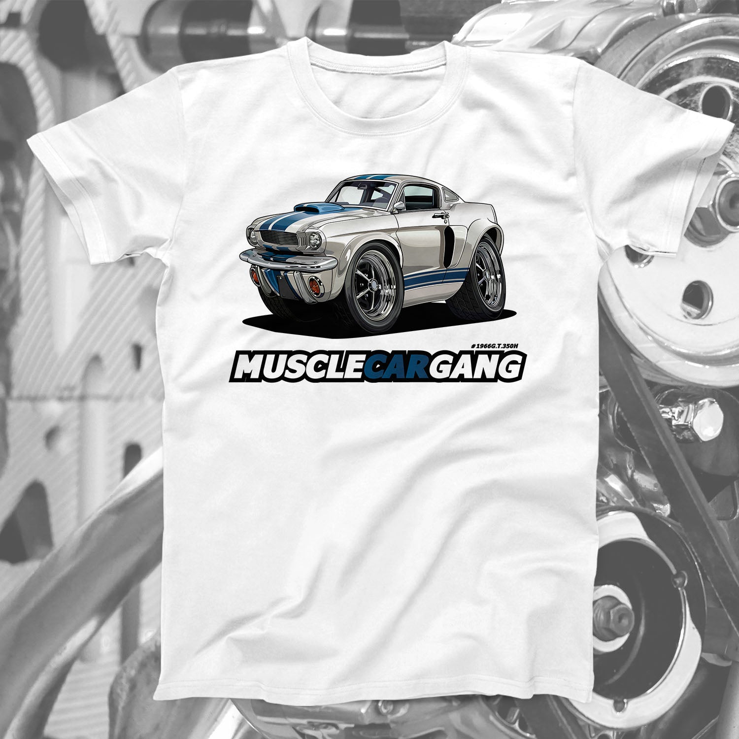 1966 Mustang G.T.350H T-Shirt (White)